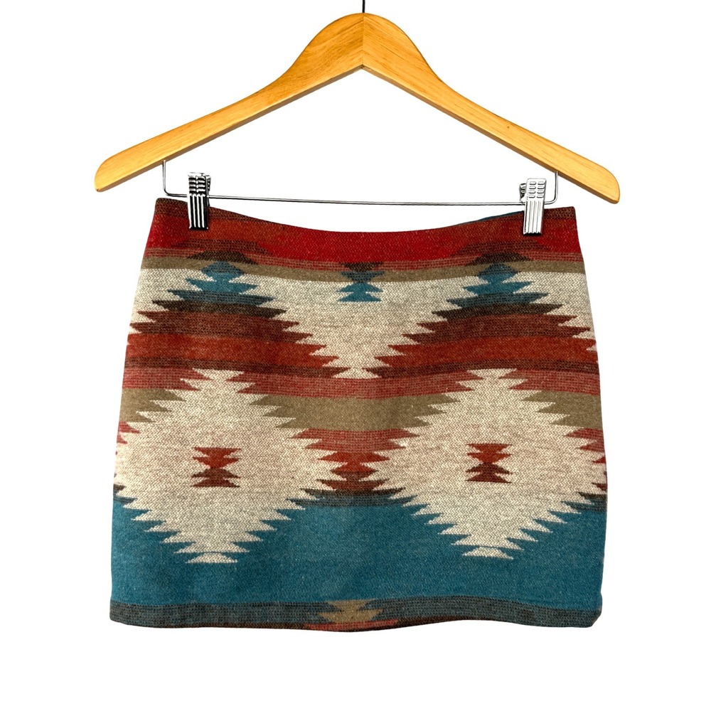 American Eagle Outfitters‎ Southwestern Wool Blend Mini Skirt Size 4 Aztec Boho